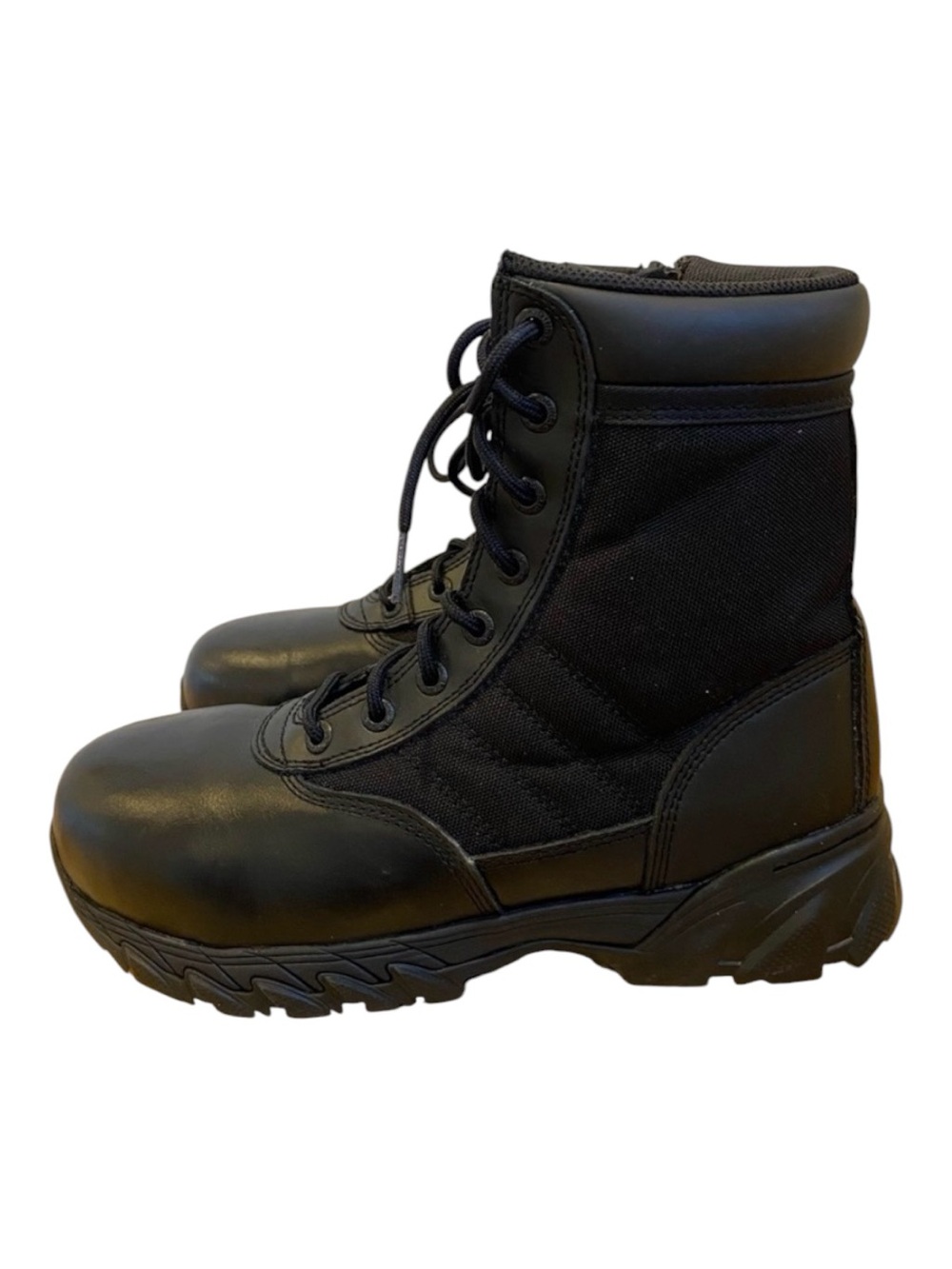 Original Swat Safety boots black leather steel toe Oil resistant side zip 6.5